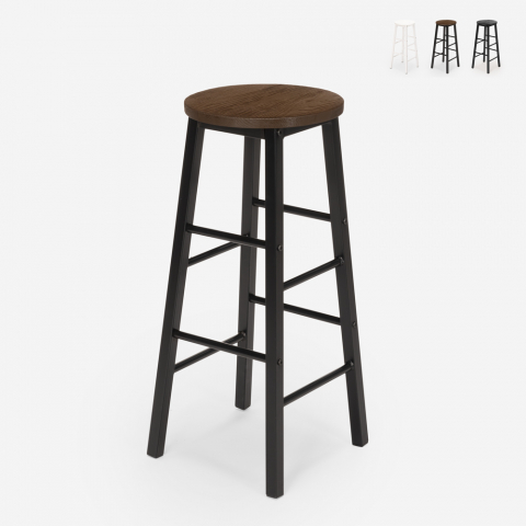 High bar stool kitchen industrial design wood metal footstool Tamm Promotion
