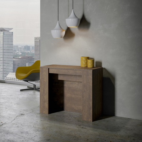 Extendable dining room console table 90x48-296cm wood Venus Noix Promotion