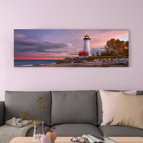 Sunset sea print plastic-coated canvas in brilliant colours 120x40cm Lighthouse Promotion