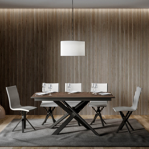 Design extending dining table 90x160-220cm modern wood Ganty Long Wood Promotion