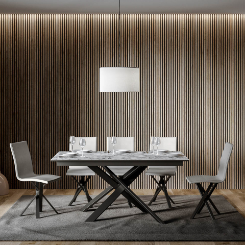 Extending dining table 90x160-220cm modern design Ganty Long Marble Promotion