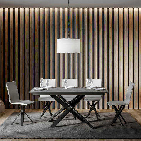 Extending dining table grey 90x160-220cm modern Ganty Long Concrete Promotion