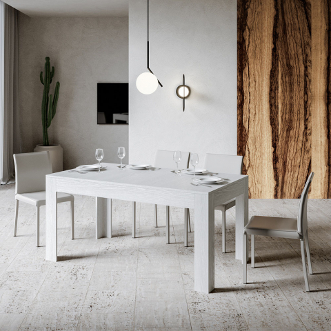 Extending dining table 90x160-220cm white modern design Bibi Long Promotion