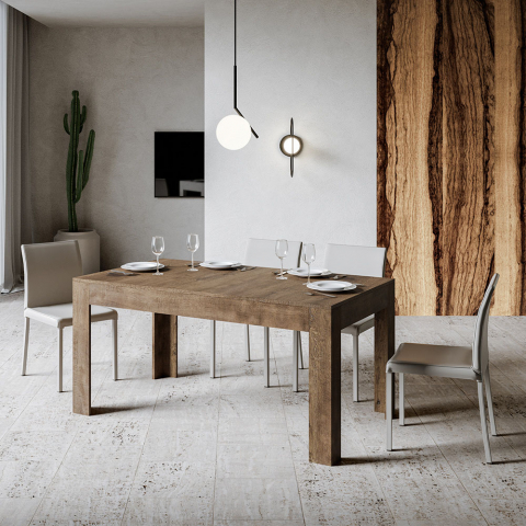 Extending table 90x160-220cm wood design dining room Bibi Long Wood Promotion