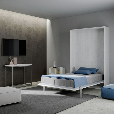 Kentaro white wardrobe single foldaway bed 120x190cm Promotion