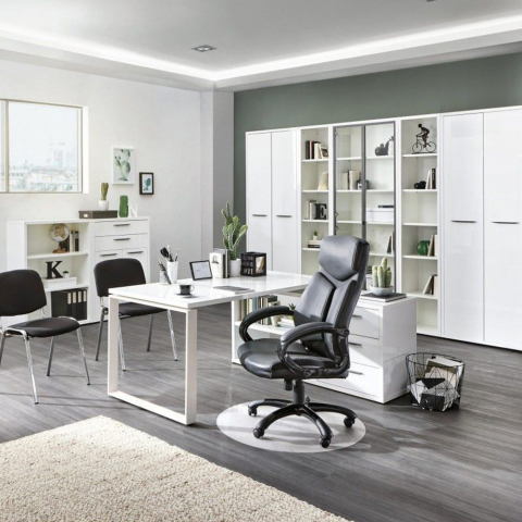 Desk with corner peninsula 170x140cm drawers glossy white Glassy Promotion