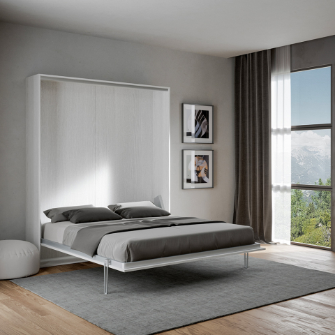Kentaro white 160x190cm wall-mounted wardrobe double bed Promotion