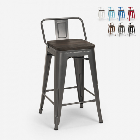 High stool industrial design metal wood style Tolix bar kitchen Steel Wood Top Promotion