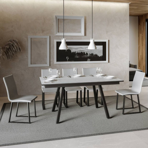 Extendable kitchen dining table 90x160-220cm white design Mirhi Long Promotion