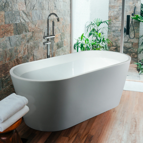 Arbe Oval-Shaped Resin Freestanding Bathtub Promotion