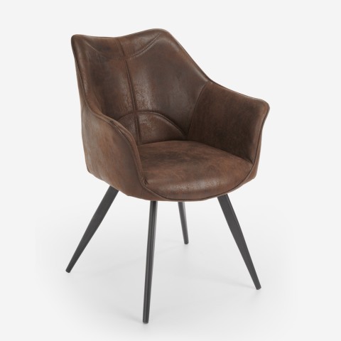 Vintage leatherette upholstered dining room kitchen chair Dohod Promotion