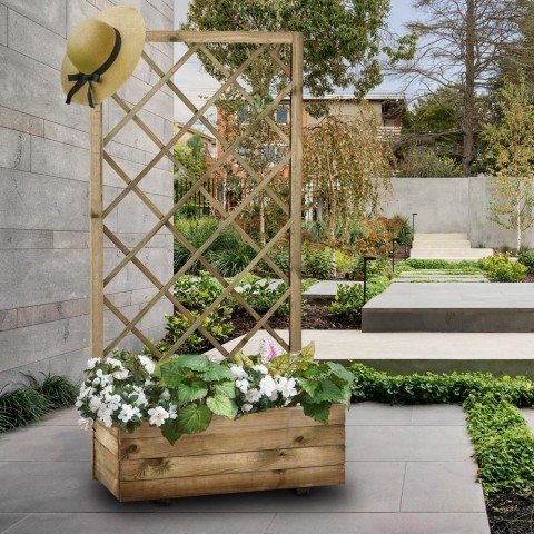 Wooden terrace garden planter with grating 70x35x140cm Ecoflora Promotion