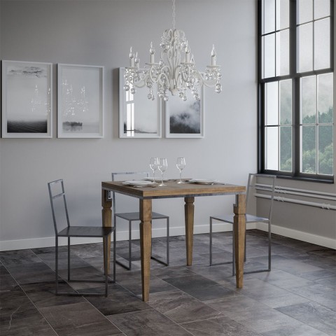 Extending dining table 90x90-180cm wood Empire Libra Noix Promotion