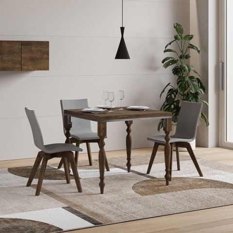 Extendable kitchen dining table 90x90-180cm Romagna Libra Noix Promotion