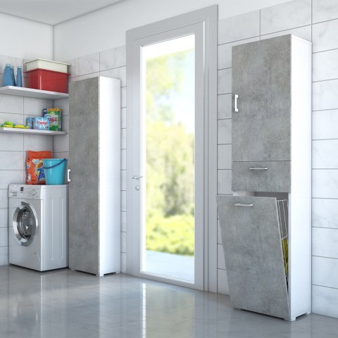 Space-saving bathroom laundry column cabinet grey Promotion