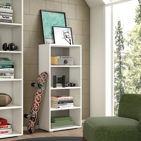Modern design office bookcase studio living room 4 compartments white grey Promotion