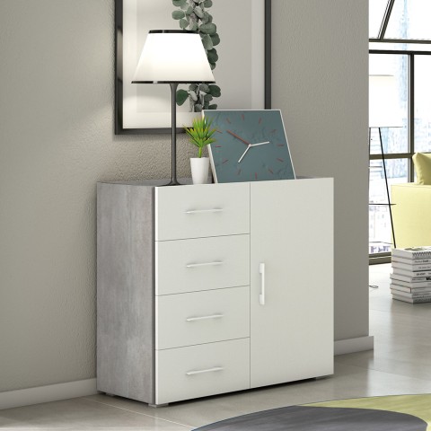 Sideboard door 4 drawers modern design grey white Promotion